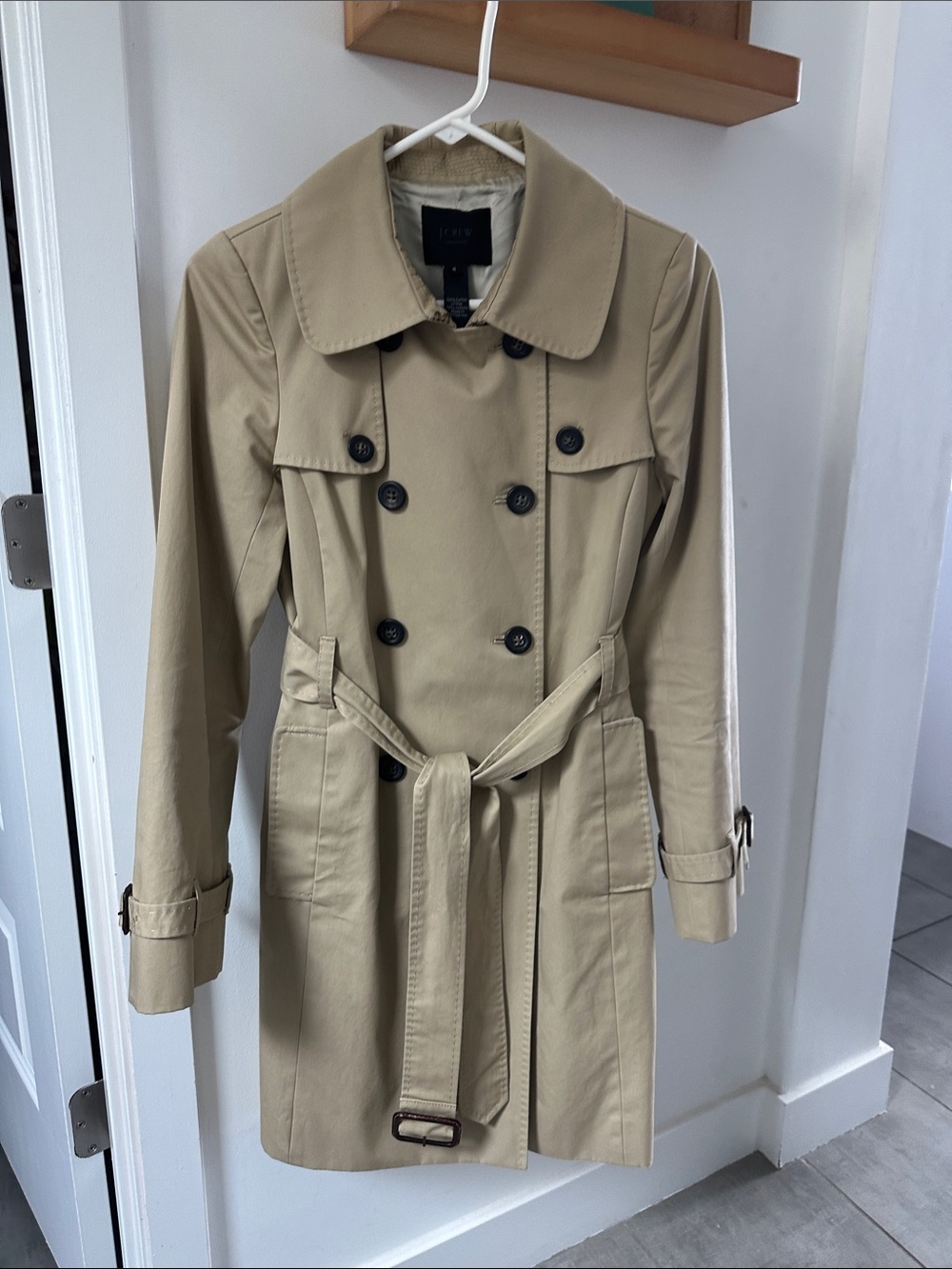 J. Crew Tan Double-Breasted Trench Coat with Belt